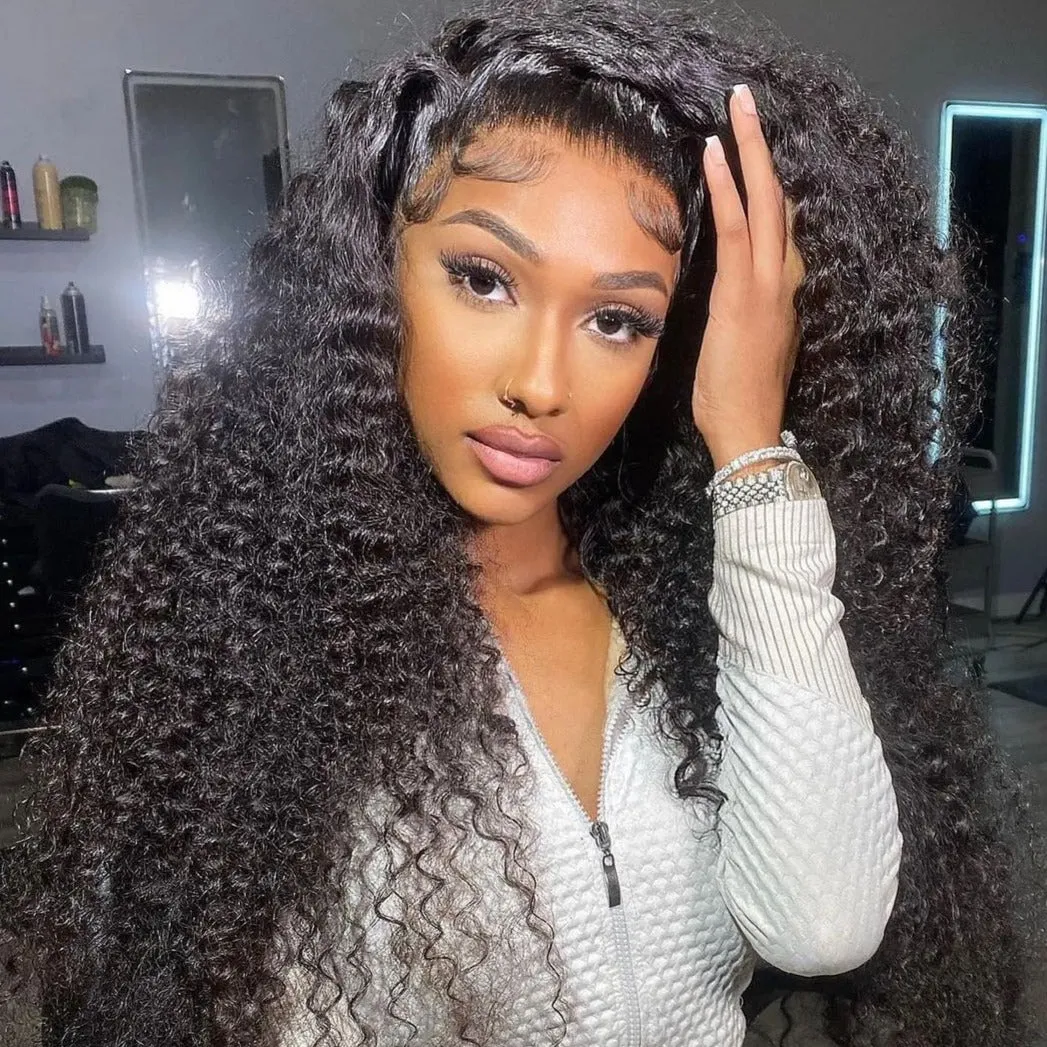 13x6 Lace Frontal Jerry Curly Natural Black Wig with Baby Hair Human Hair Wig - Arabella Hair