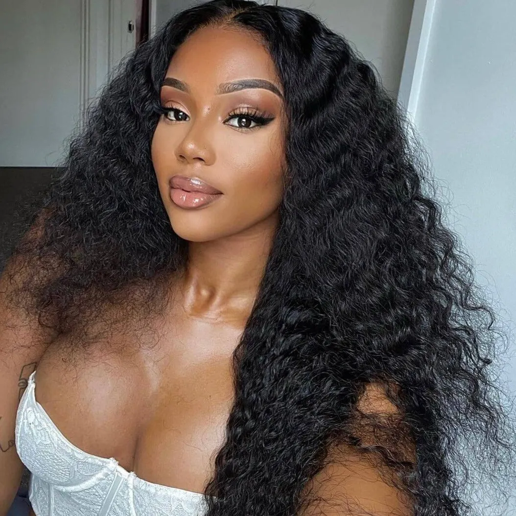 13x6 Lace Frontal Jerry Curly Natural Black Wig with Baby Hair Human Hair Wig - Arabella Hair