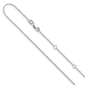 14K White Gold .7mm 1in 1in Adjustable Box Chain