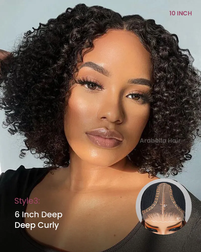 【$159=3 Wigs Bundle Deal】 Minimalist Lace Straight/Curly Chic Bob Style Pre-Bleached Knots Easy-Wear Human Hair Wig