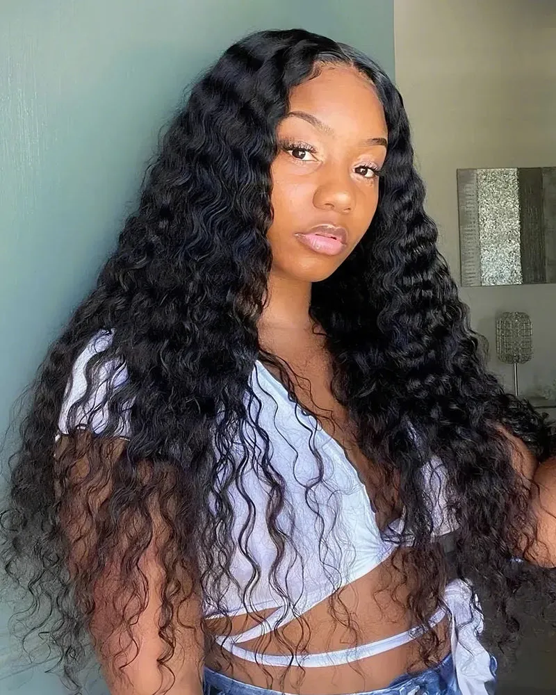 5x5 Lace Closure Glueless Jerry Curly Natural Black Human Hair Wig