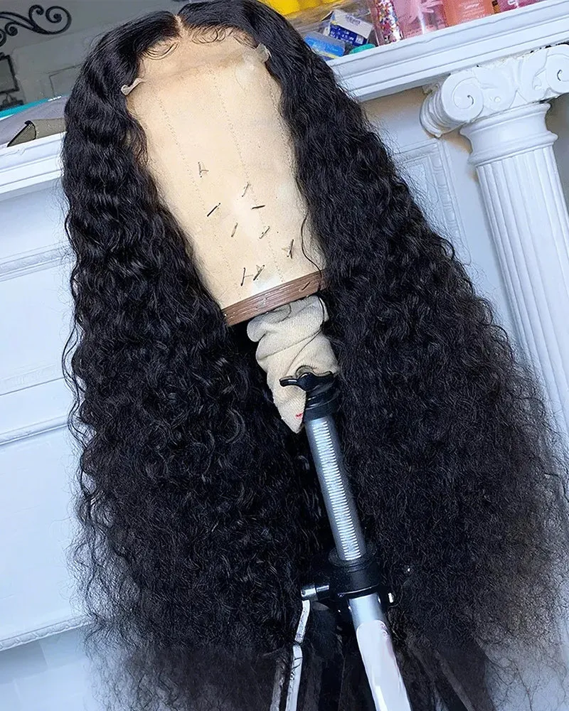 5x5 Lace Closure Glueless Jerry Curly Natural Black Human Hair Wig