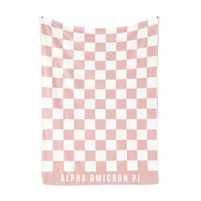 Alpha Omicron Pi Blanket - Thick Checkered Sherpa Blanket