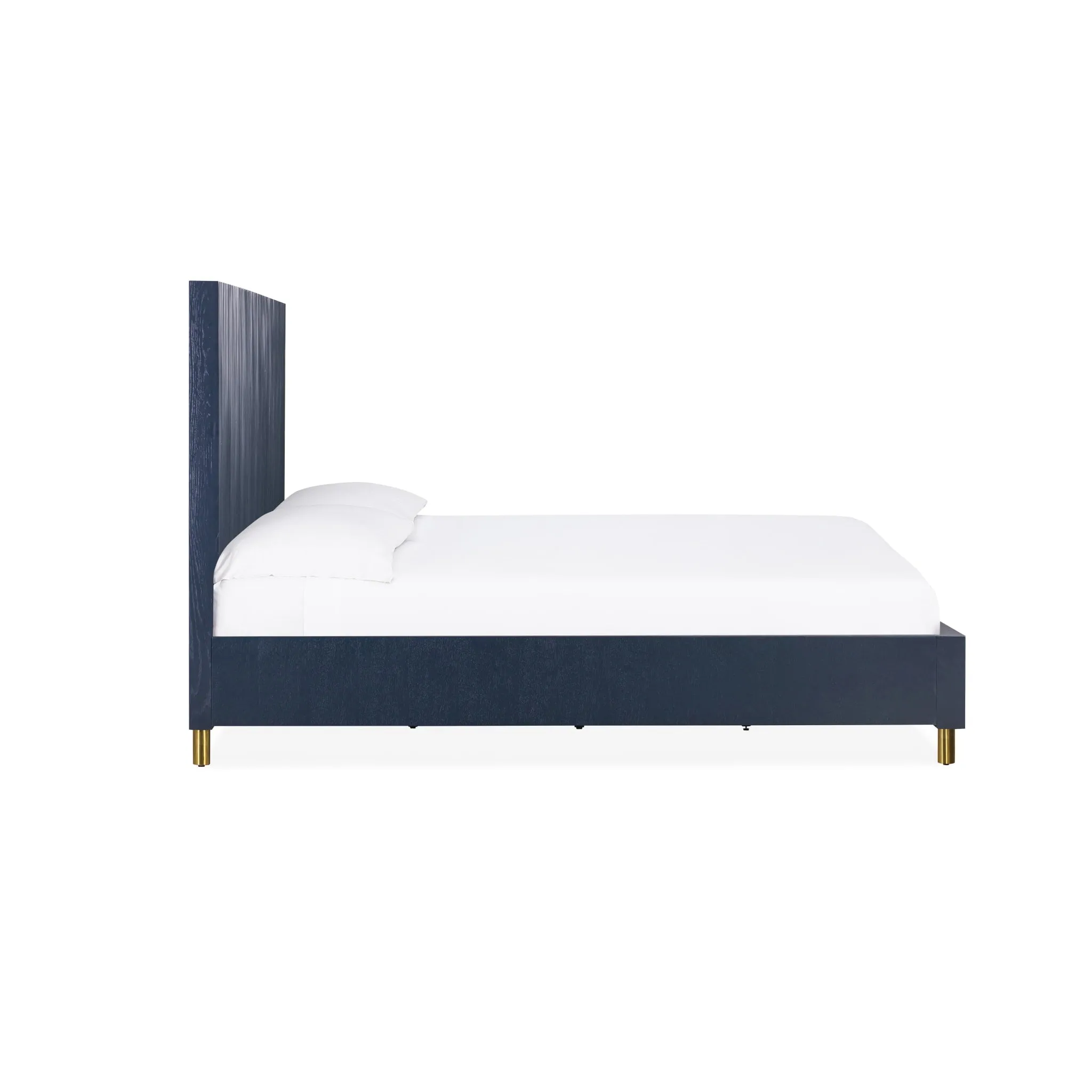 Argento Wave-Patterned Bed in Navy Blue and Burnished Brass