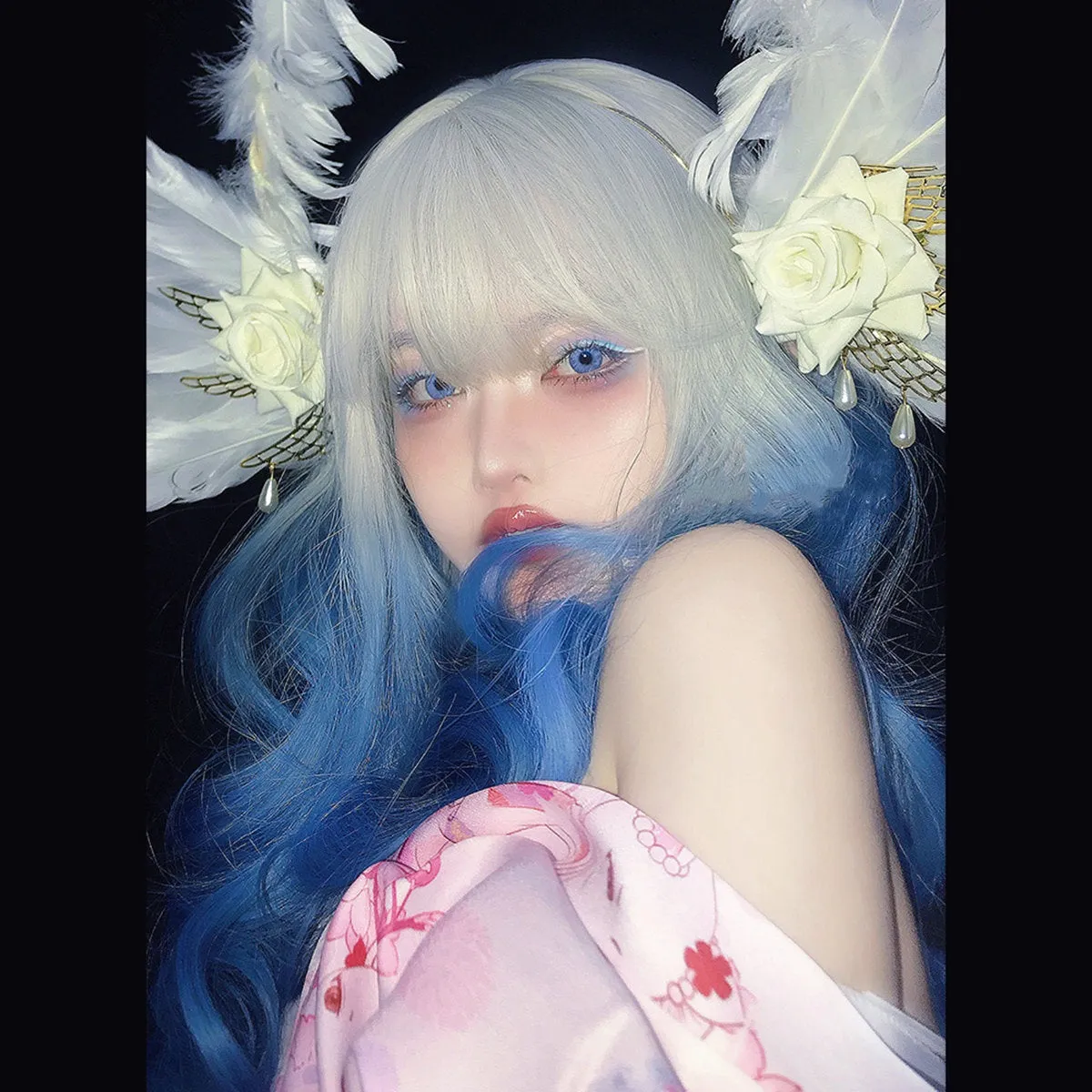 Blue And White Wig   KF11193