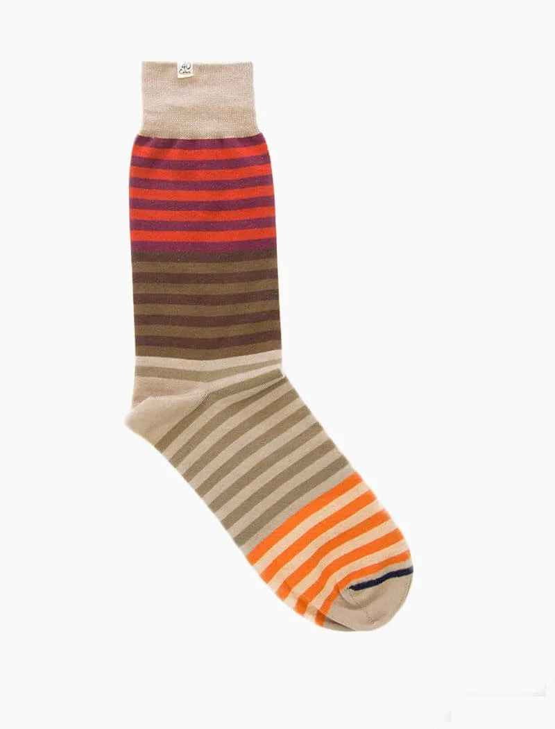 Brown Gradient Striped Organic Cotton Socks