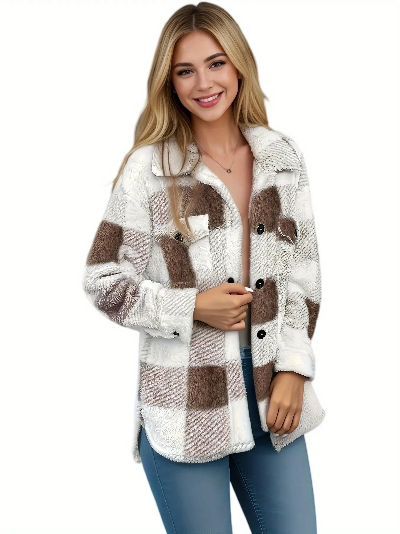 Elegant Plaid Fleece Jacket