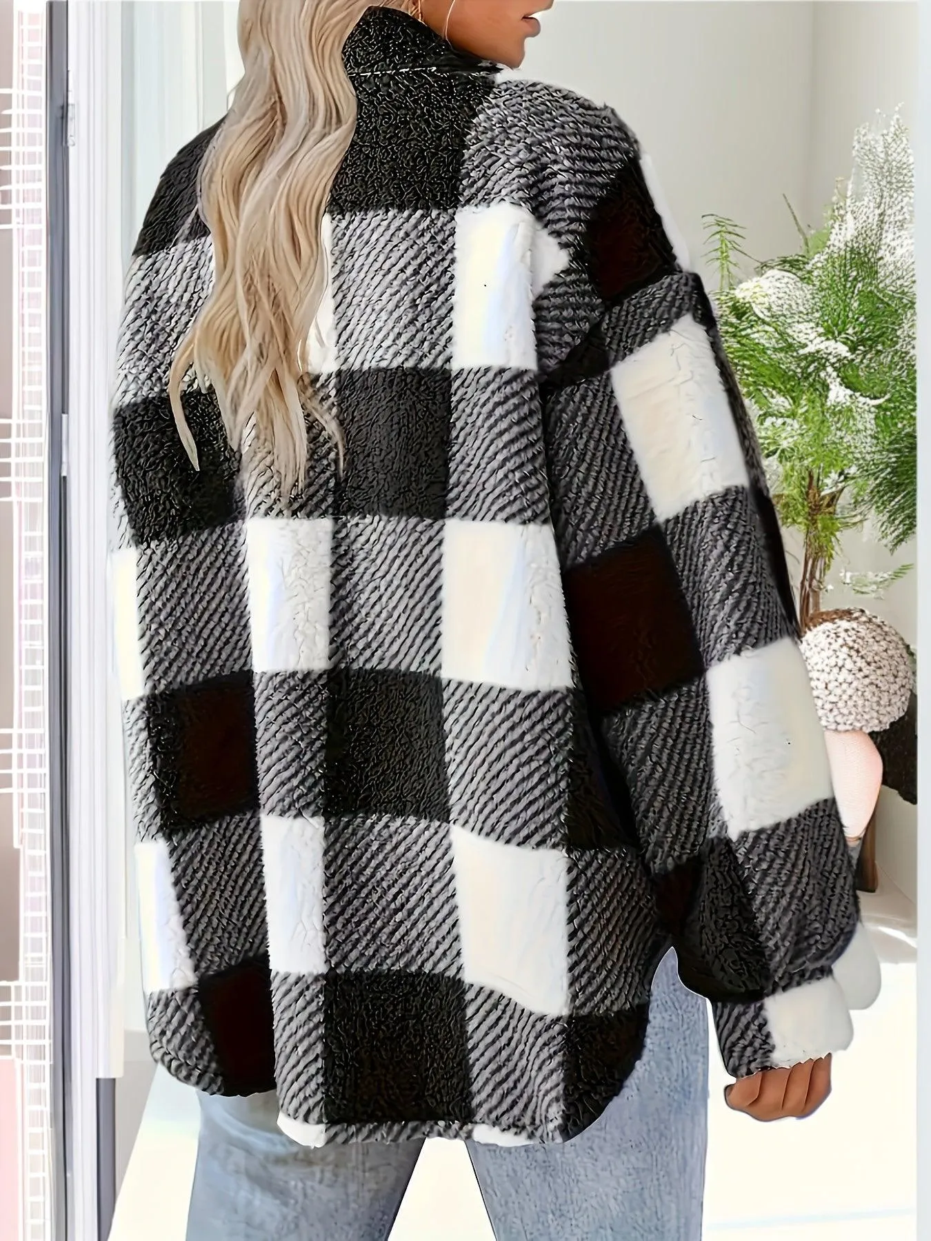 Elegant Plaid Fleece Jacket