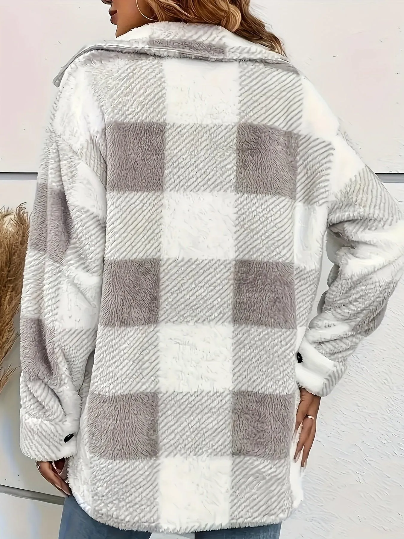 Elegant Plaid Fleece Jacket