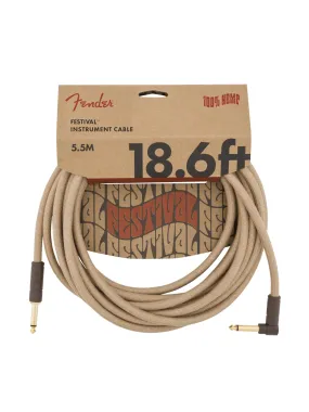 Fender 18.6' Angled Festival Instrument Cable, Pure Hemp, Natural