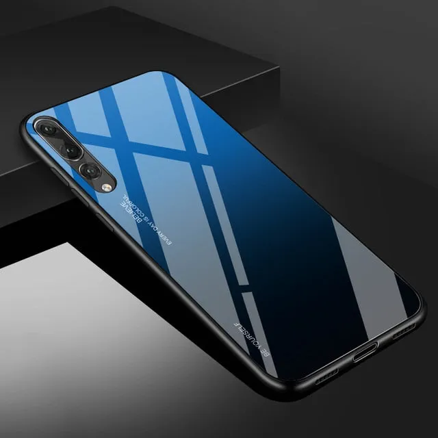 Gradient Tempered Glass Phone Case For Huawei Mate 20 10 P20 Pro P30 Lite Nova 3i 3E 4 Coque Capa For Honor 8X 9 10 Lite Cover