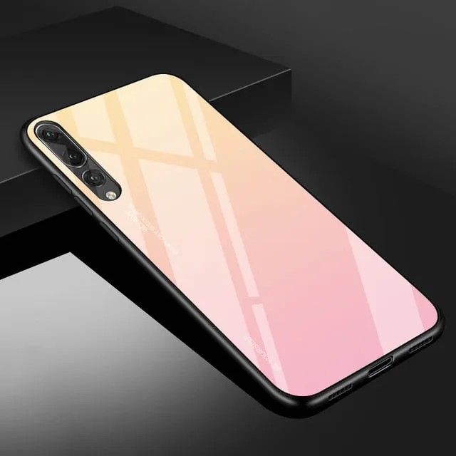 Gradient Tempered Glass Phone Case For Huawei Mate 20 10 P20 Pro P30 Lite Nova 3i 3E 4 Coque Capa For Honor 8X 9 10 Lite Cover