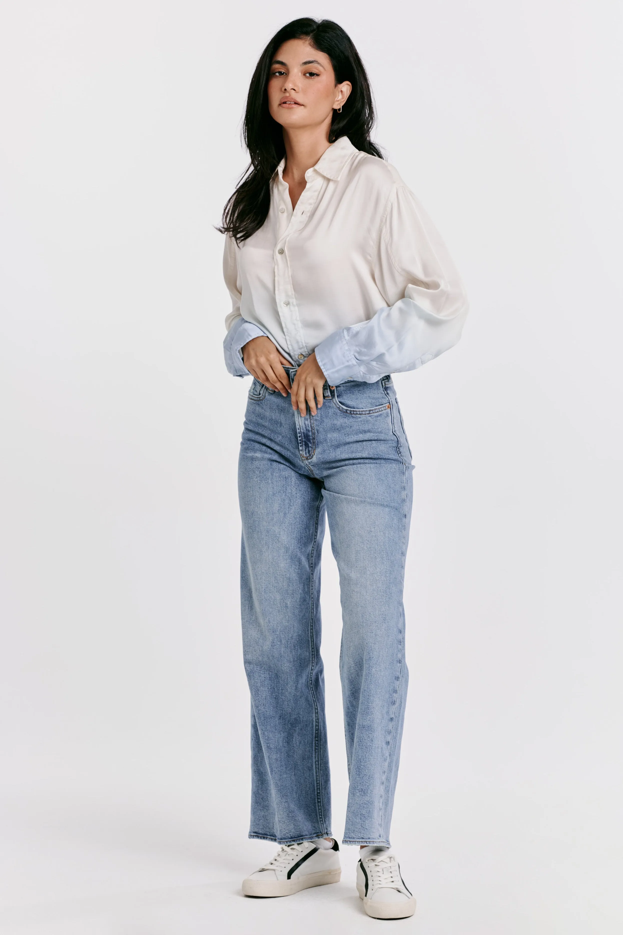 HOLLY SUPER HIGH RISE WIDE HEM STRAIGHT JEANS FERNWOOD