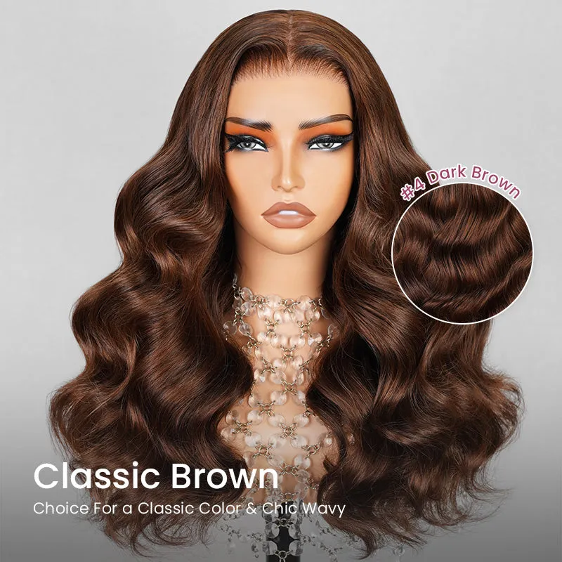 【Limited Design】Glueless 6x5 Pre-Cut Lace Blowout In Wavy Wig Easy-Wear Natural Black Pre-Bleached Knots Human Hair Wigs