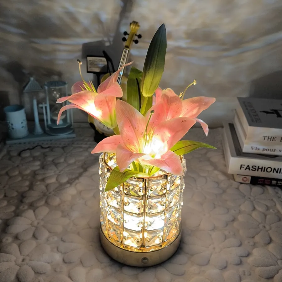 Luminous Lily Crystal Flowerpot Small Night Lamp Simple And Light Luxury Advanced Sense, lioness-love