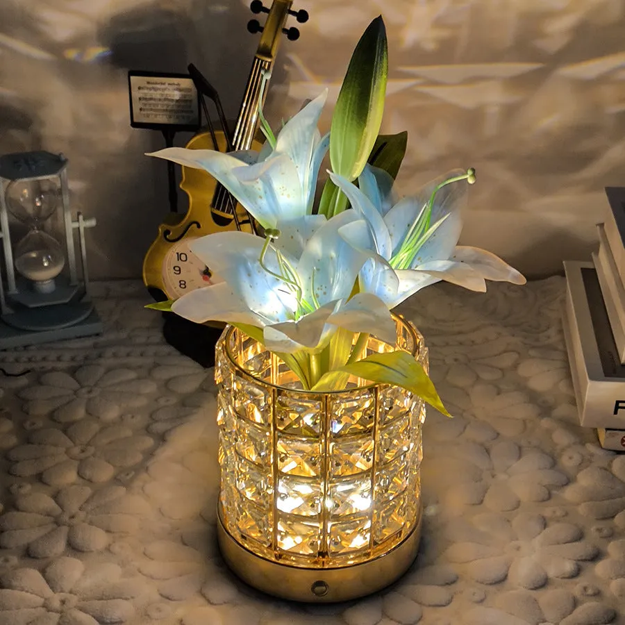 Luminous Lily Crystal Flowerpot Small Night Lamp Simple And Light Luxury Advanced Sense, lioness-love