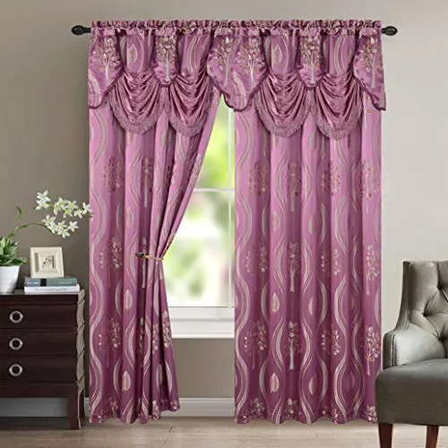 Luxurious Beautiful Curtain Panel Set with Attached Valance and Backing 54" X 84 inch Set of 2