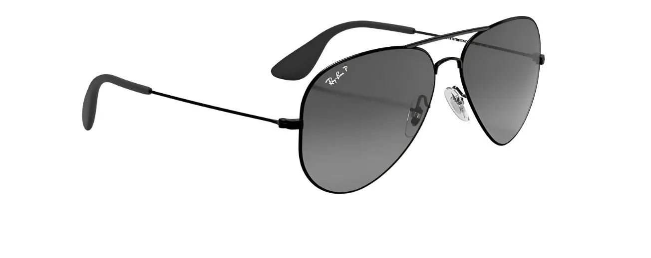 Ray-Ban Mens Aviator Non Polarized Sunglasses - BlackGray/Mirror Silver Gradient