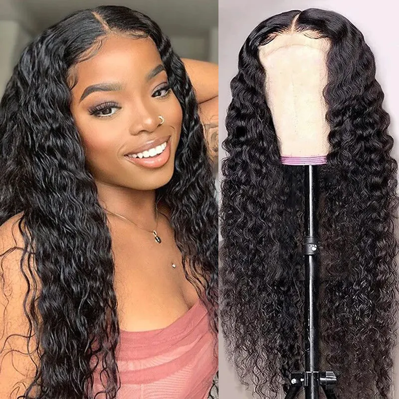 Real Glueless Wig 5x5 Lace Closure Wigs Water Glueless Wig Pre Plucked Natual Black