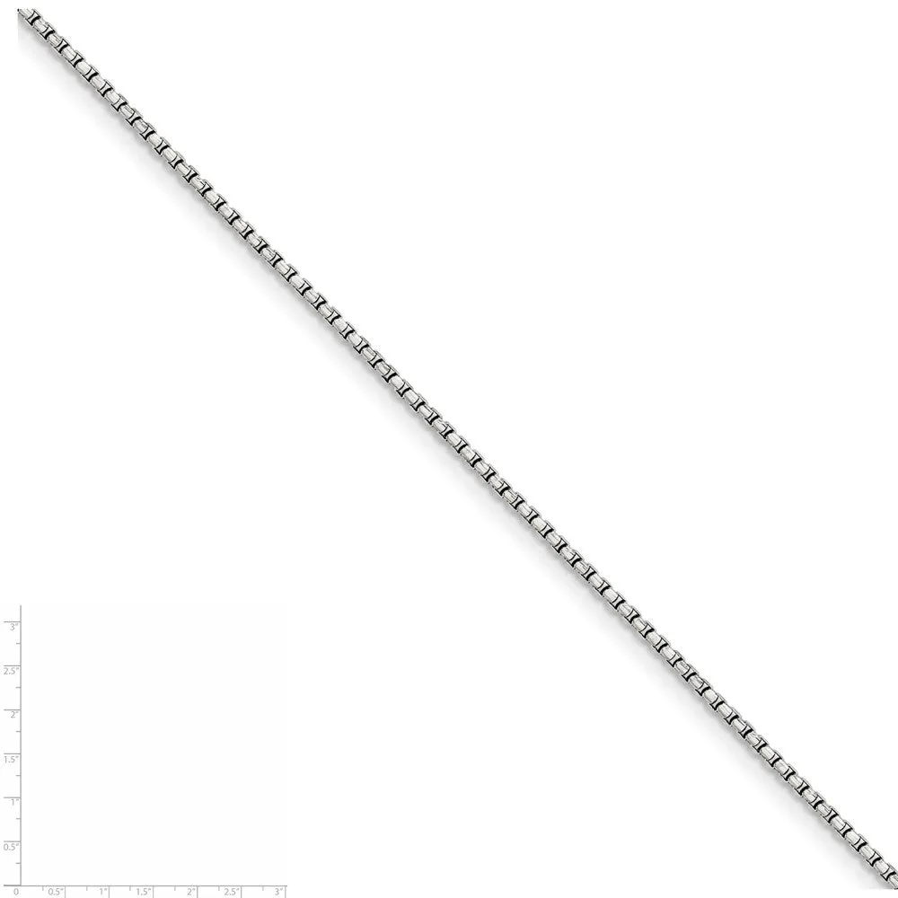 Sterling Silver 1.75mm Round Diamond-cut Fancy Box Chain