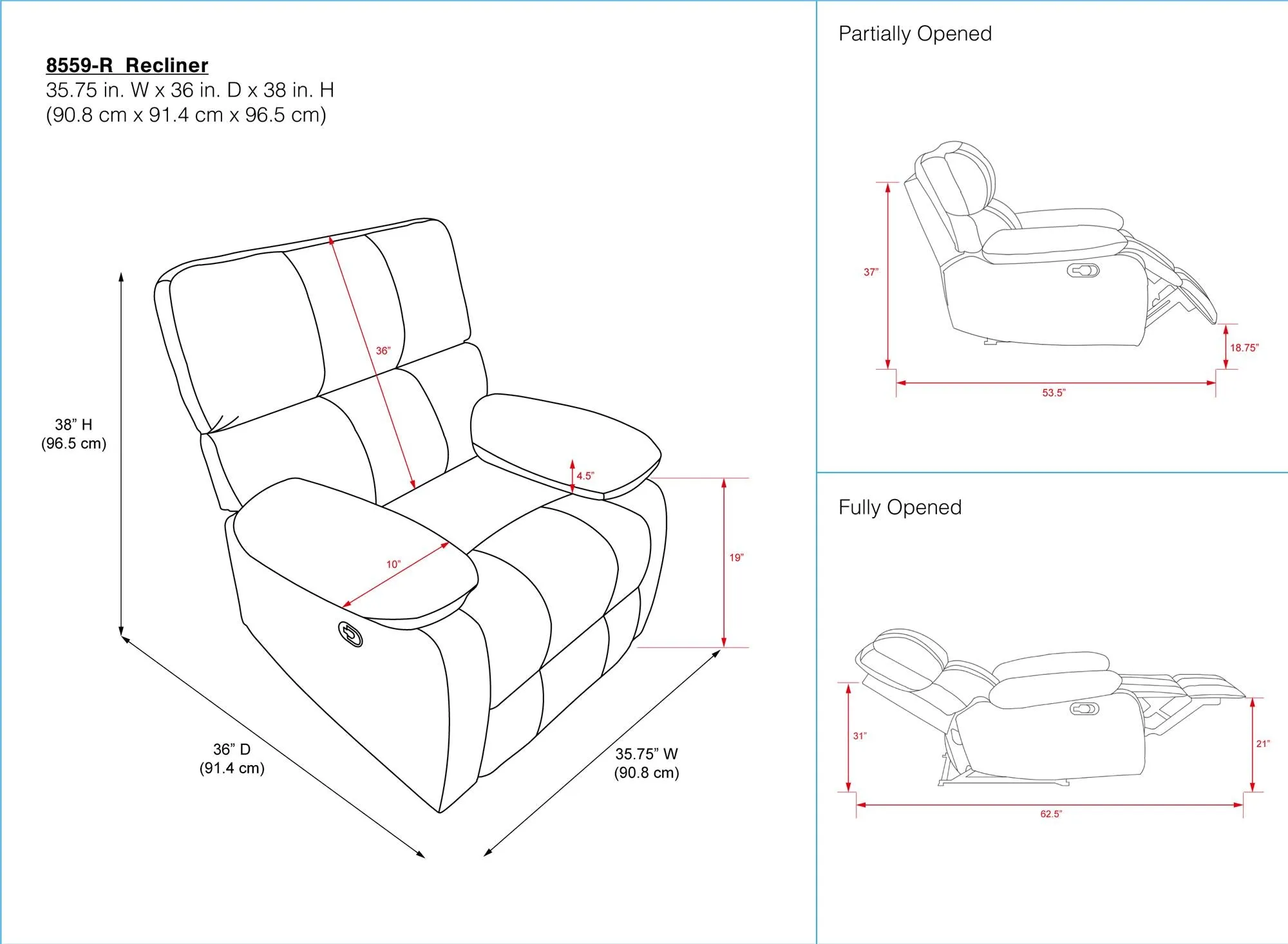 Sterling Sofa Recliner Chair