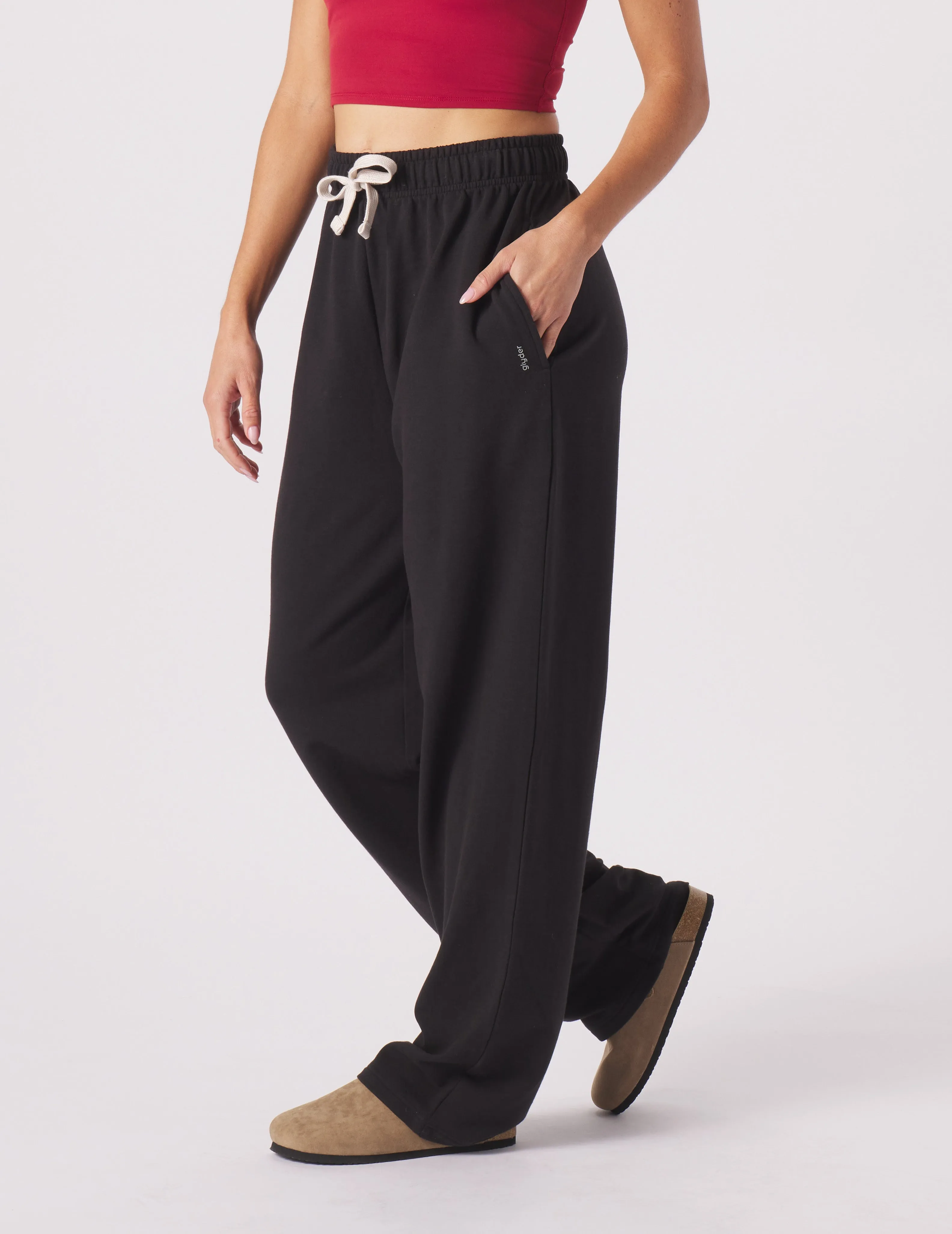 Straight Leg Sweatpant: Black