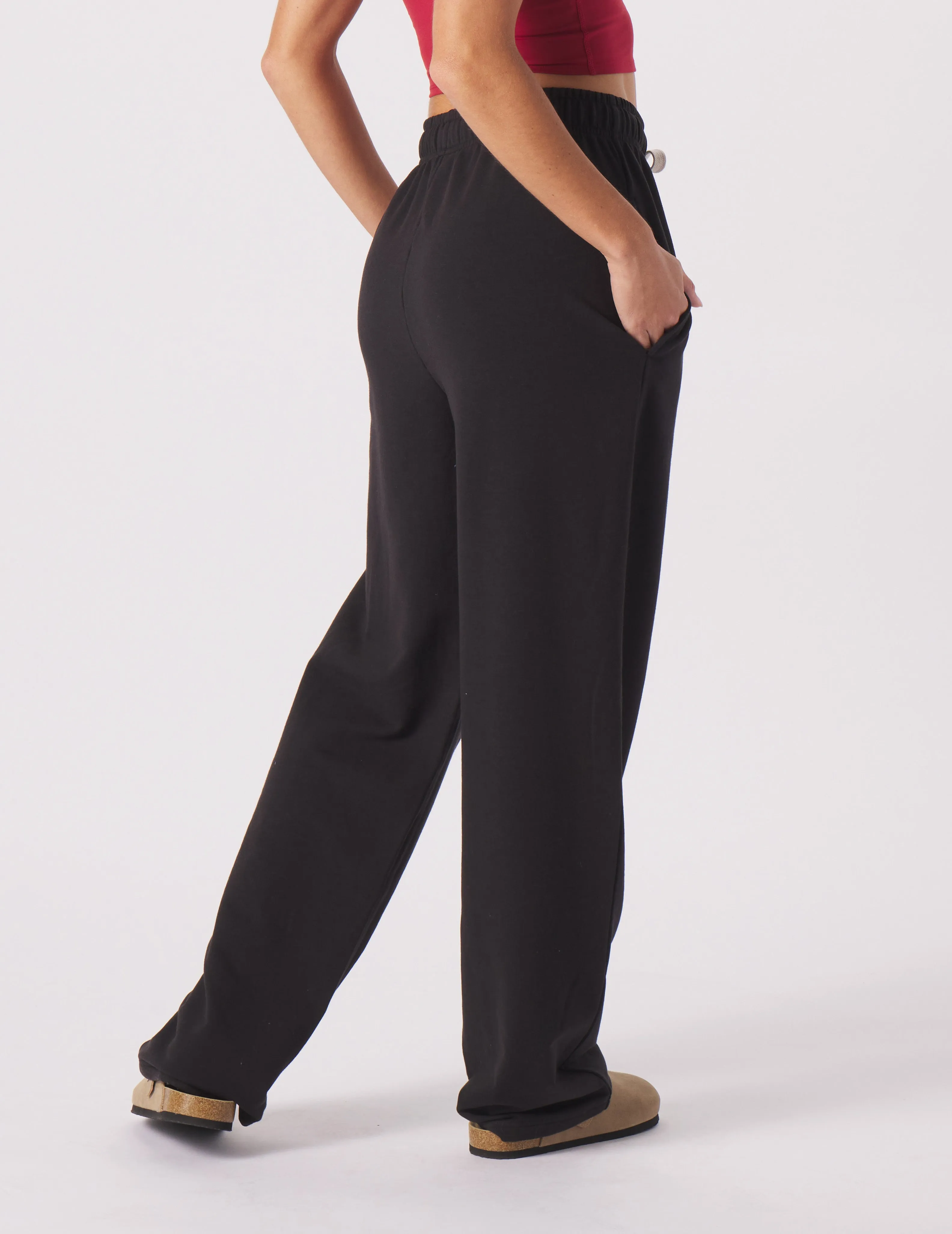 Straight Leg Sweatpant: Black