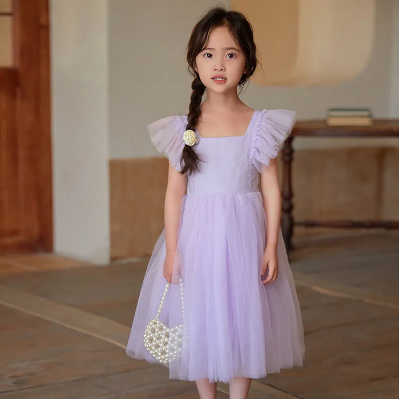 Summer Cross-Border Children's Clothing  Girls' Sleeveless One-Piece Dress Thin Bow Princess Dress Tulle Skirt Dress