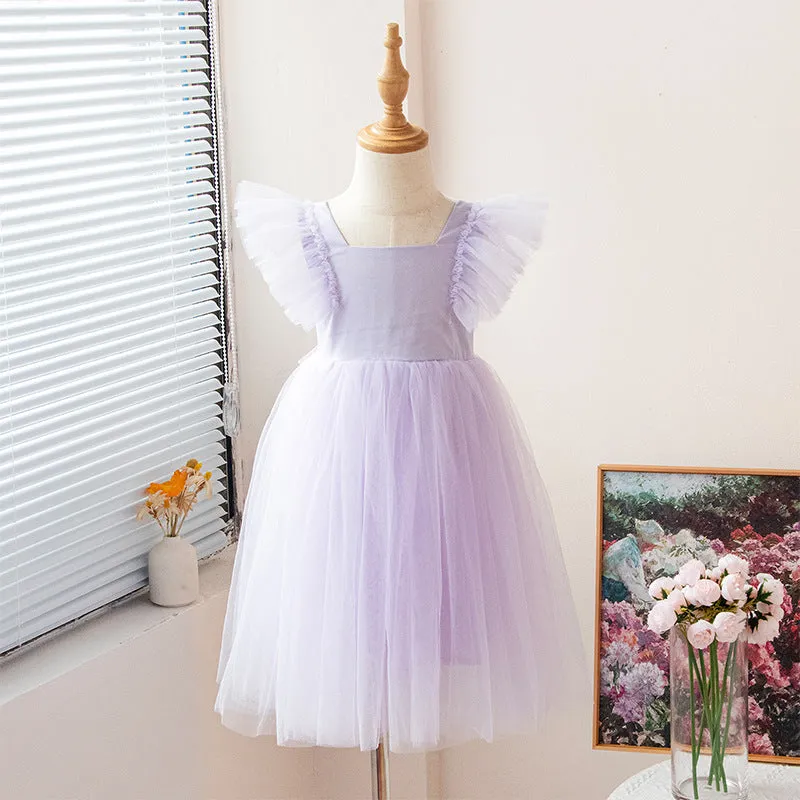 Summer Cross-Border Children's Clothing  Girls' Sleeveless One-Piece Dress Thin Bow Princess Dress Tulle Skirt Dress