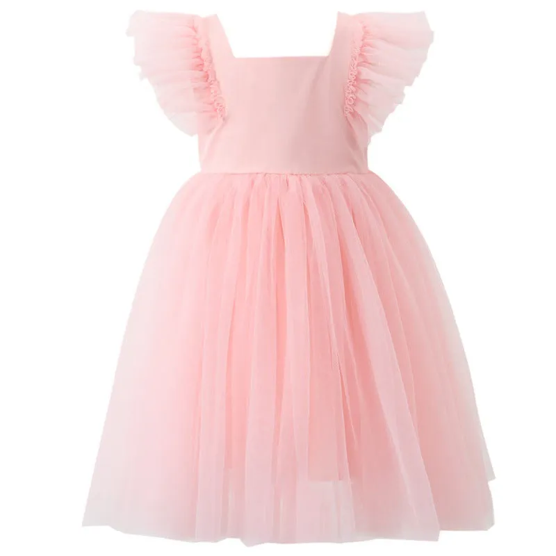 Summer Cross-Border Children's Clothing  Girls' Sleeveless One-Piece Dress Thin Bow Princess Dress Tulle Skirt Dress