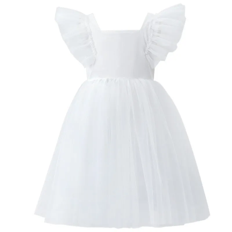 Summer Cross-Border Children's Clothing  Girls' Sleeveless One-Piece Dress Thin Bow Princess Dress Tulle Skirt Dress