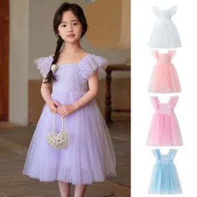 Summer Cross-Border Children's Clothing  Girls' Sleeveless One-Piece Dress Thin Bow Princess Dress Tulle Skirt Dress