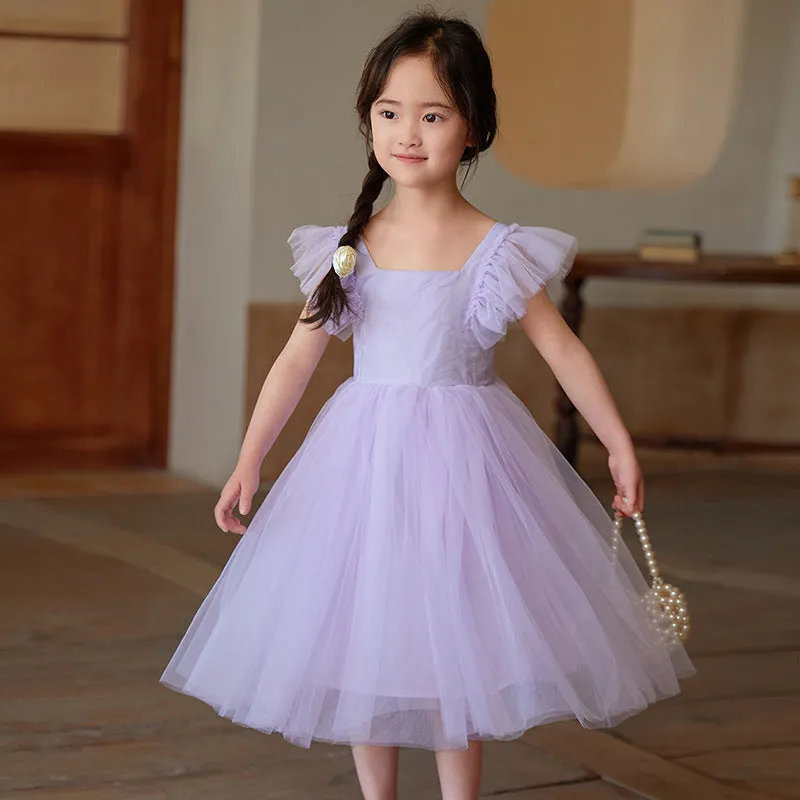 Summer Cross-Border Children's Clothing  Girls' Sleeveless One-Piece Dress Thin Bow Princess Dress Tulle Skirt Dress