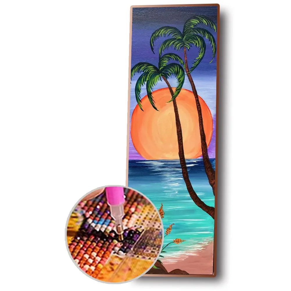 Sunrise Coconut Tree - Full Round Diamond - 30x80cm